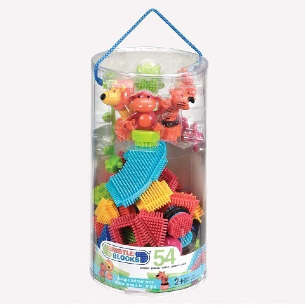 Bristle Blocks Tubo 54 Piezas – Set de bloques de construcción con cerdas suaves que encajan desde cualquier ángulo, incluye ruedas y cubo de almacenaje | De Cáscara de Nuez | construcción, bloques, motricidad, creatividad, outlet