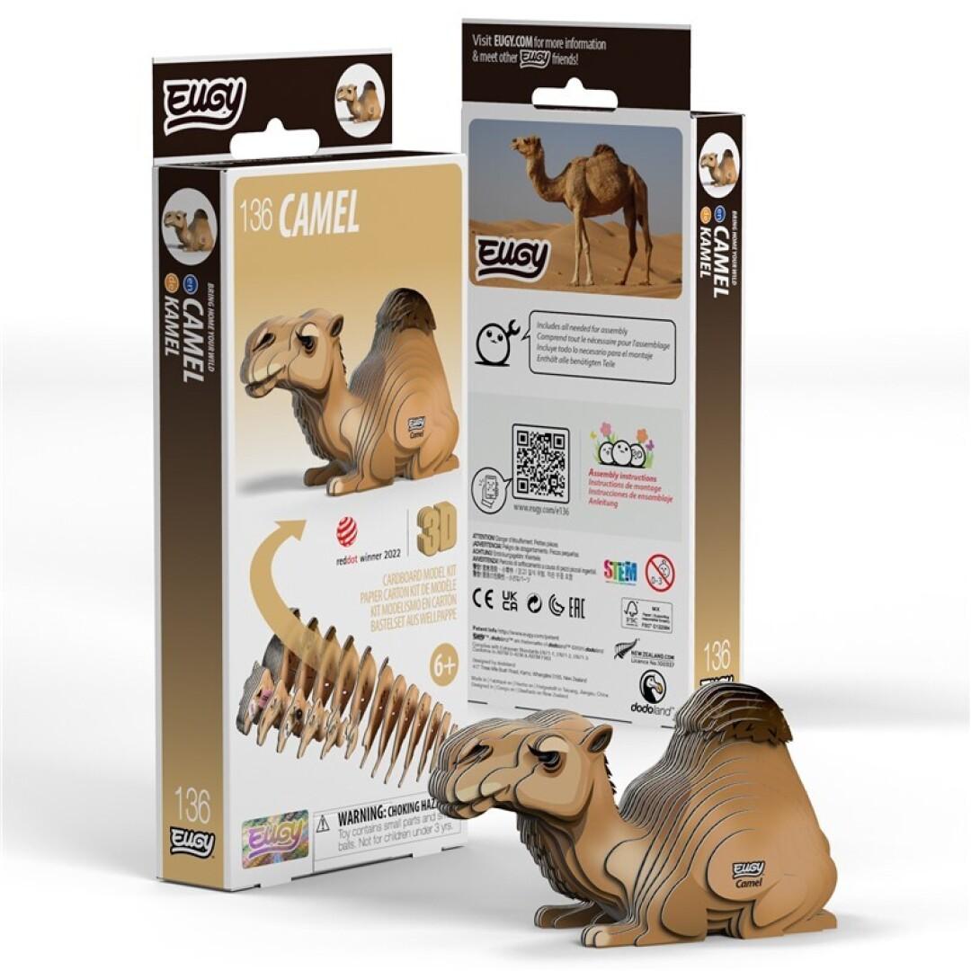 136 EUGY Camel – Figura 3D de cartón reciclable | De Cáscara de Nuez | manualidades, motricidad fina, concentración, montaje, juguete ecológico, coleccionable