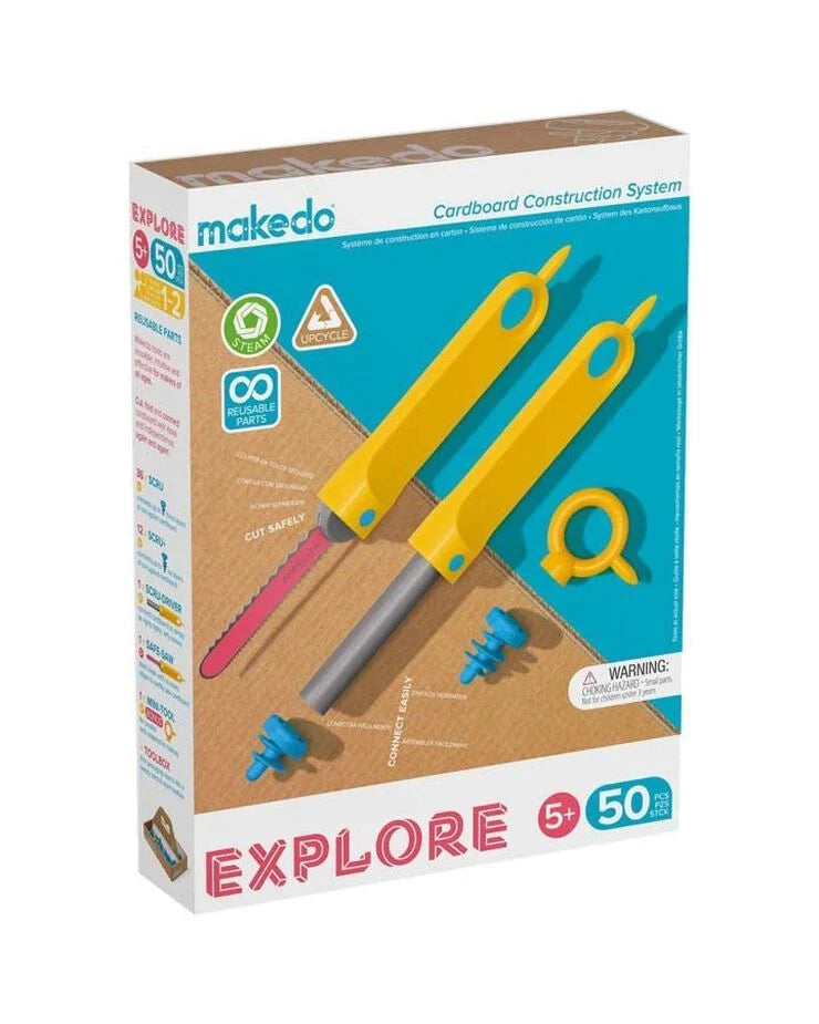 Makedo Explorer 50 piezas | De Cáscara de Nuez | creatividad, sostenibilidad, autonomía, estimulación cognitiva