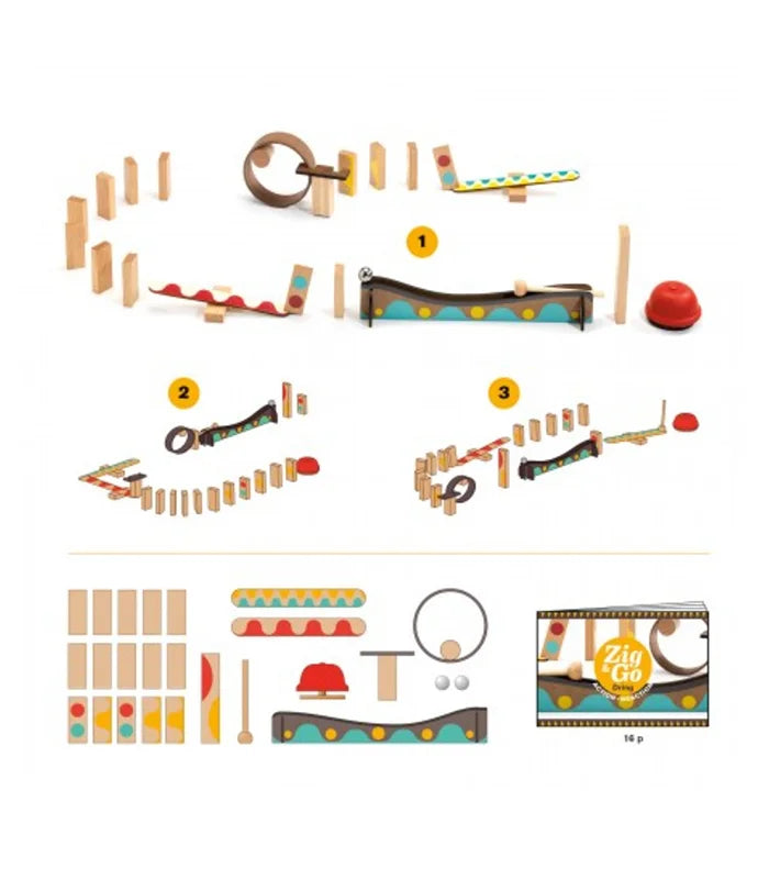 Construcción Zig & Go 25 pcs de Djeco | De Cáscara de Nuez | estimulación cognitiva, tolerancia a la frustración, concentración, creatividad