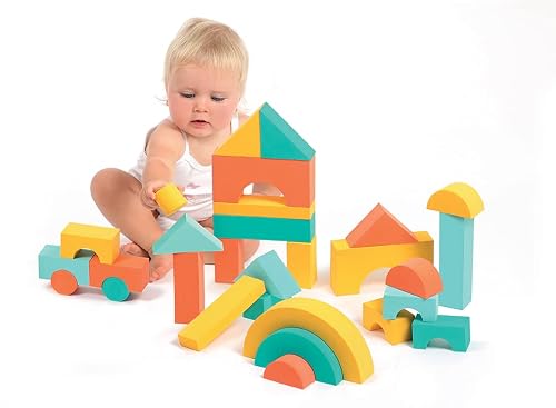 Conjunto Construcción Espuma Foam Ludi – Set de 28 piezas blanditas de espuma en formas, colores y tamaños variados para construir torres, arcos, vehículos y más | De Cáscara de Nuez | construcción, atención, concentración, motricidad, coordinación ojo-mano, ligero, facil de llevar. 