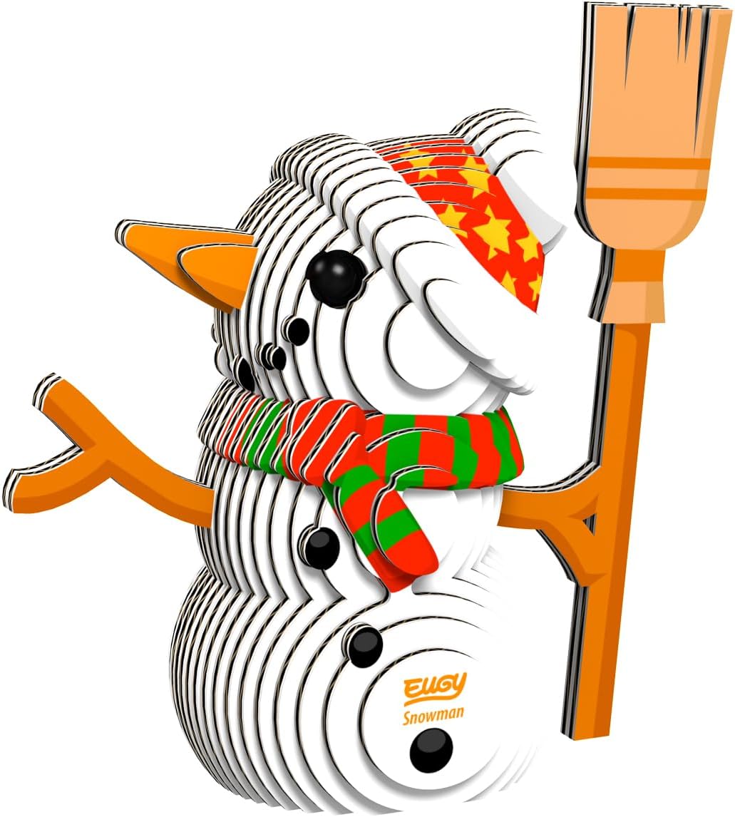 056 EUGY Snowman – Figura 3D de cartón reciclable | De Cáscara de Nuez | manualidades, motricidad fina, concentración, montaje, juguete ecológico, coleccionable
