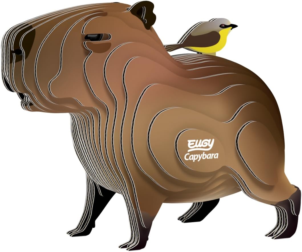 120 EUGY Capybara – Figura 3D de cartón reciclable | De Cáscara de Nuez | manualidades, motricidad fina, concentración, montaje, juguete ecológico, coleccionable