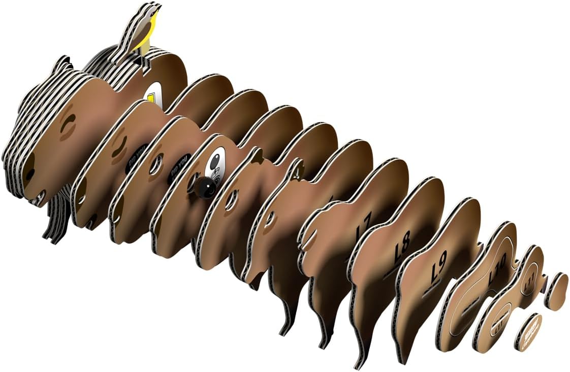 120 EUGY Capybara – Figura 3D de cartón reciclable | De Cáscara de Nuez | manualidades, motricidad fina, concentración, montaje, juguete ecológico, coleccionable