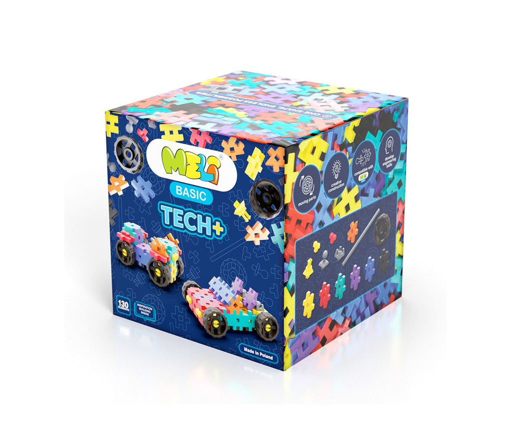 Meli Basic Tech+ 130 piezas|De Cáscara de Nuez | motricidad, manualidades, destreza,  creatividad, , atención, concentración, coordinación ojo mano, imaginación, visión espacial.