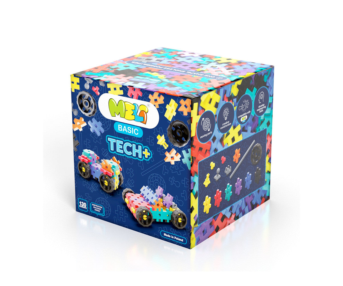Meli Basic Tech+ 130 piezas|De Cáscara de Nuez | motricidad, manualidades, destreza,  creatividad, , atención, concentración, coordinación ojo mano, imaginación, visión espacial.