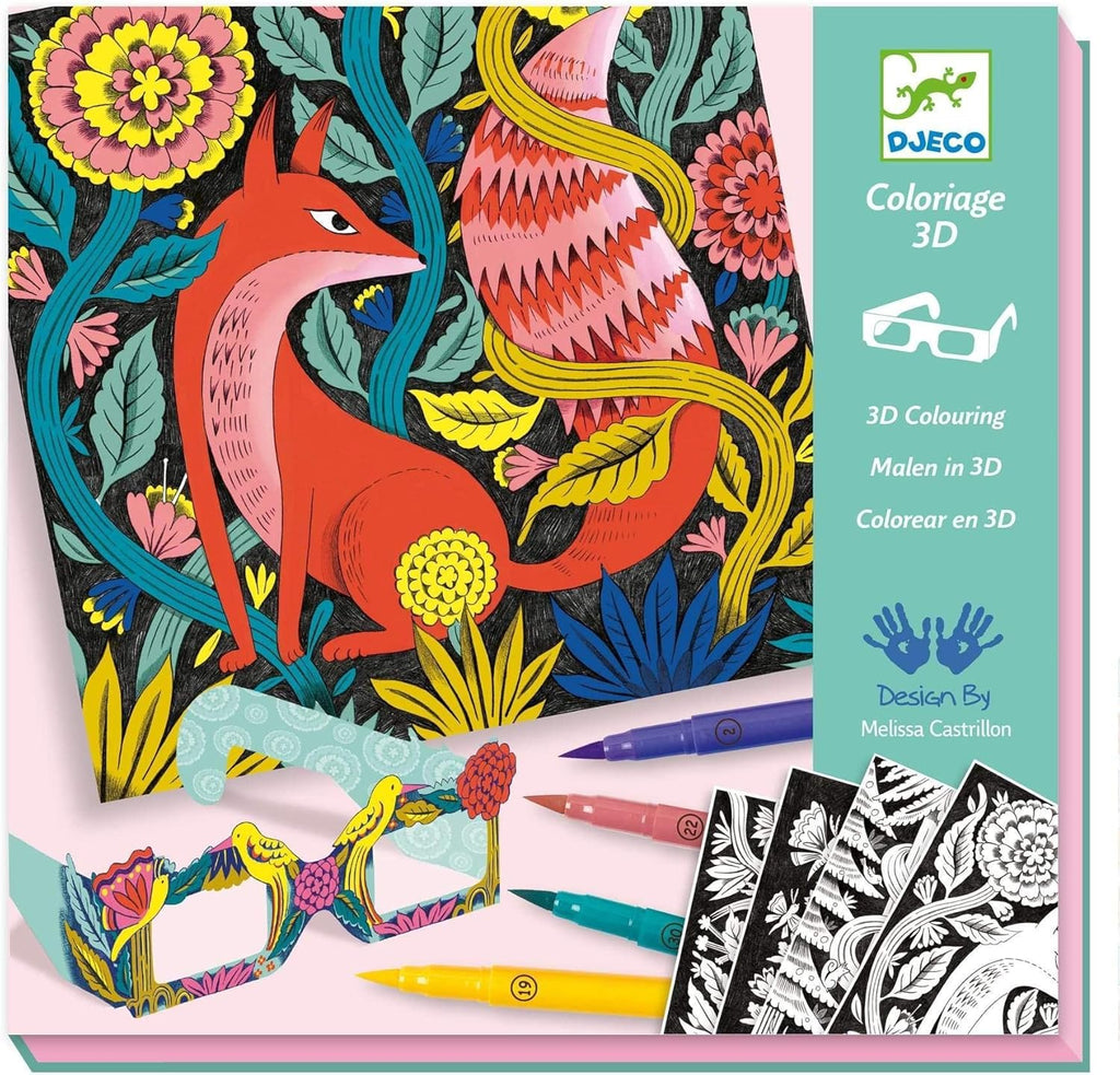 Colorea 3D Bosque Fantástico de Djeco | De Cáscara de Nuez | creatividad, motricidad fina, concentración, juego libre