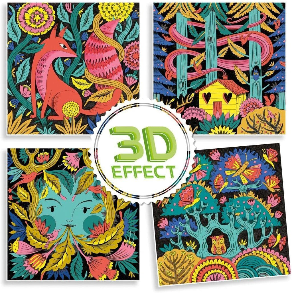 Colorea 3D Bosque Fantástico de Djeco | De Cáscara de Nuez | creatividad, motricidad fina, concentración, juego libre