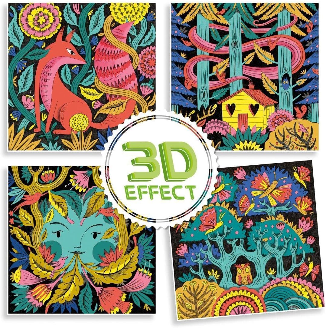 Colorea 3D Bosque Fantástico de Djeco | De Cáscara de Nuez | creatividad, motricidad fina, concentración, juego libre