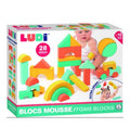 Conjunto Construcción Espuma Foam Ludi – Set de 28 piezas blanditas de espuma en formas, colores y tamaños variados para construir torres, arcos, vehículos y más | De Cáscara de Nuez | construcción, atención, concentración, motricidad, coordinación ojo-mano, ligero, facil de llevar. 