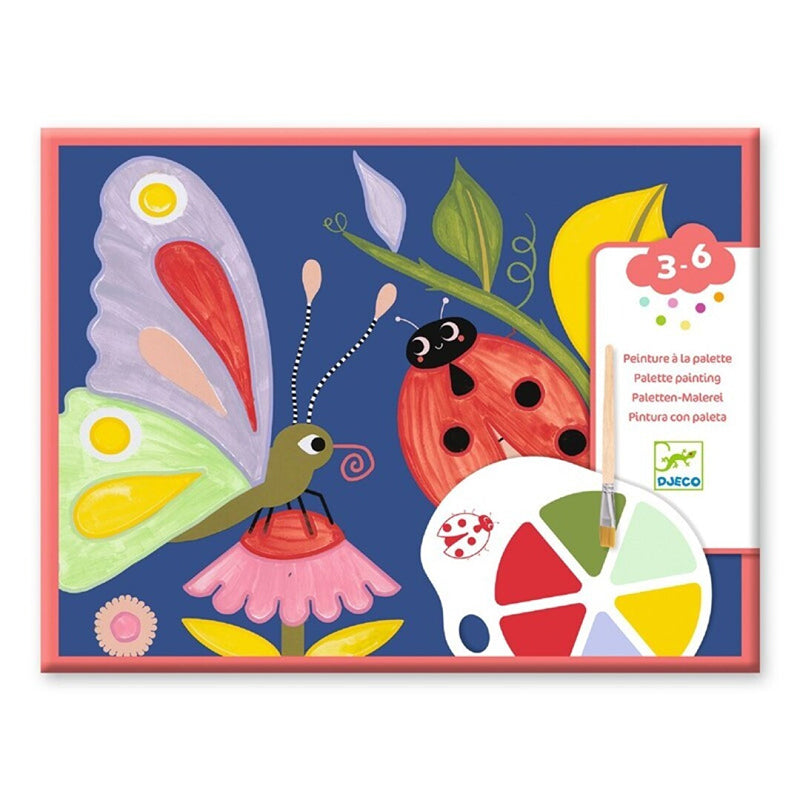 Pintura Paleta Los Bichitos Djeco | De Cáscara de Nuez | pintura, acuarela, bichitos, creatividad, manualidades, coordinación ojo-mano, motricidad. 