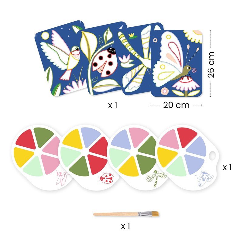 Pintura Paleta Los Bichitos Djeco | De Cáscara de Nuez | pintura, acuarela, bichitos, creatividad, manualidades, coordinación ojo-mano, motricidad. 