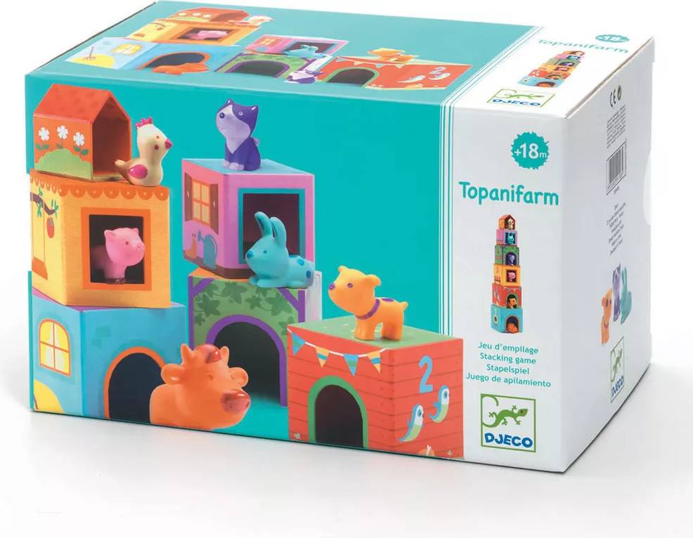 Topanifarm Djeco | De Cáscara de Nuez | animales, granja, números, motricidad, Djeco, 18 meses, orientación espacial, coordianación ojo-mano, lenguaje, vocabulario.