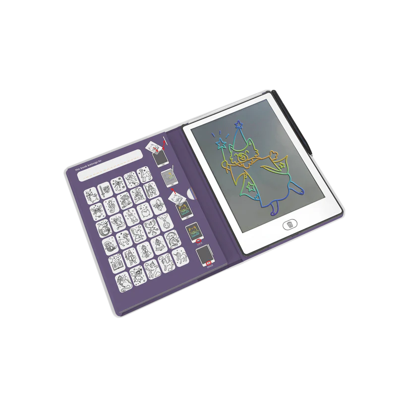 Kidydraw Mini Érase una Vez Kidywolf – Tablet de dibujo LCD con 30 ilustraciones transferibles de cuentos en 5 temáticas, ligera y compacta | De Cáscara de Nuez | dibujo, fomento de la lectura, creatividad, imaginación, motricidad, grafomotricidad, coordinación ojo mano, formato viaje