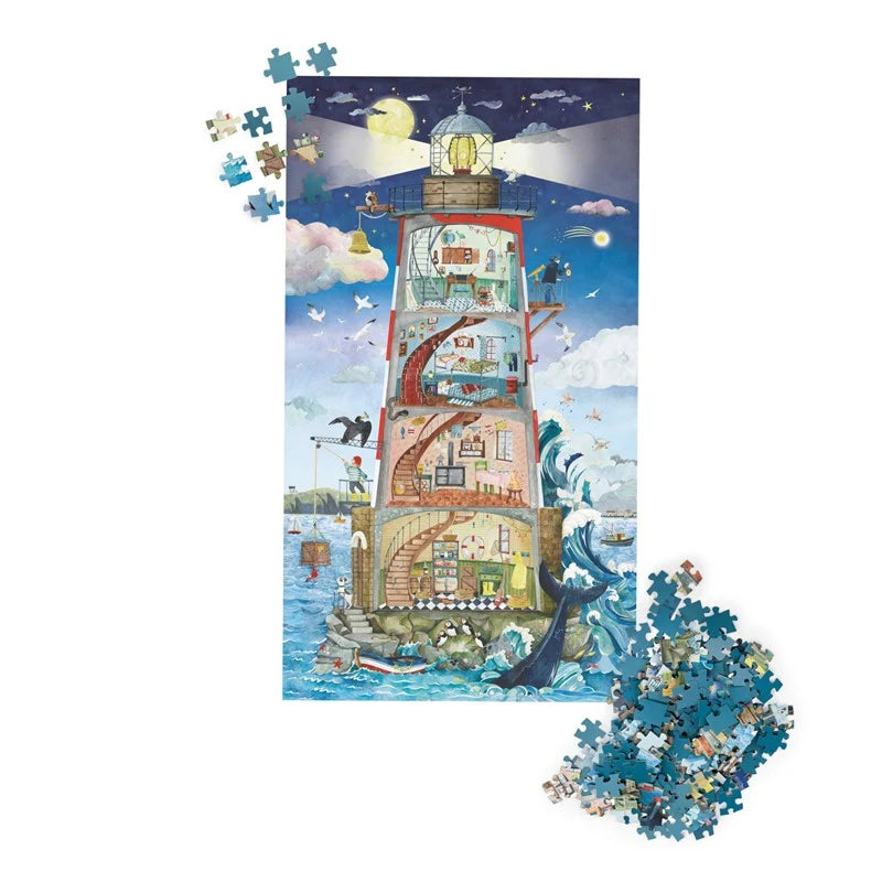 Puzzle El Faro de la Colección El Jardín de Moulin Roty  500 piezas | De Cáscara de Nuez | memoria, estimulación cognitiva, atención, coordinación ojo.mano, visión espacial, decoración.