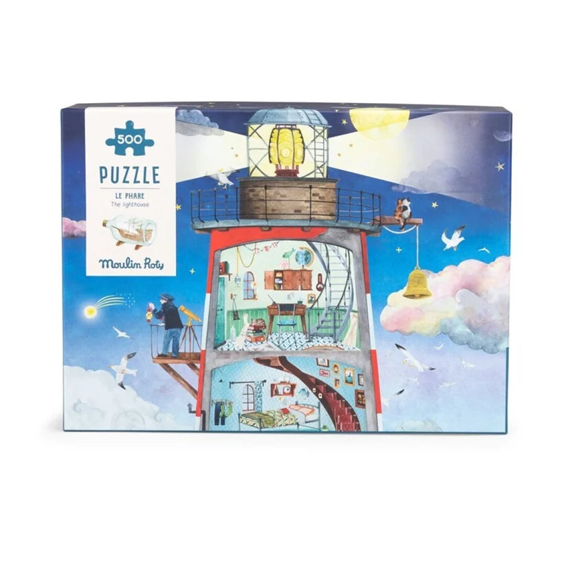 Puzzle El Faro de la Colección El Jardín de Moulin Roty  500 piezas | De Cáscara de Nuez | memoria, estimulación cognitiva, atención, coordinación ojo.mano, visión espacial, decoración.
