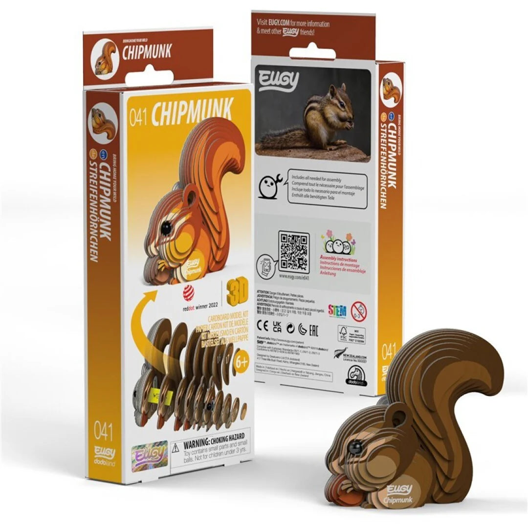 041 EUGY Chipmunk Ardilla | De Cáscara de Nuez | atención, tolerancia a la frustración, motricidad fina, sostenibilidad