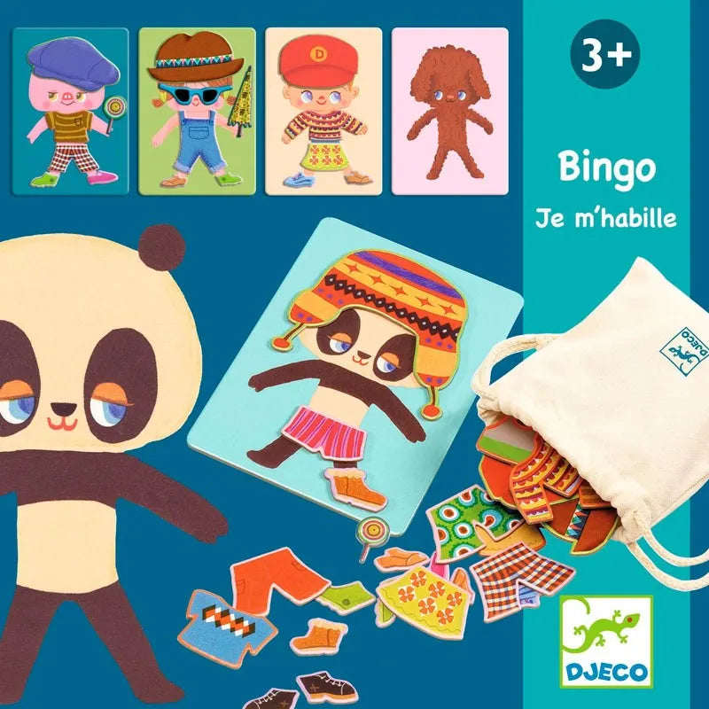 Bingo Me vestir de Djeco | De Cáscara de Nuez | lenguaje, autonomía, habilidades sociales, concentración