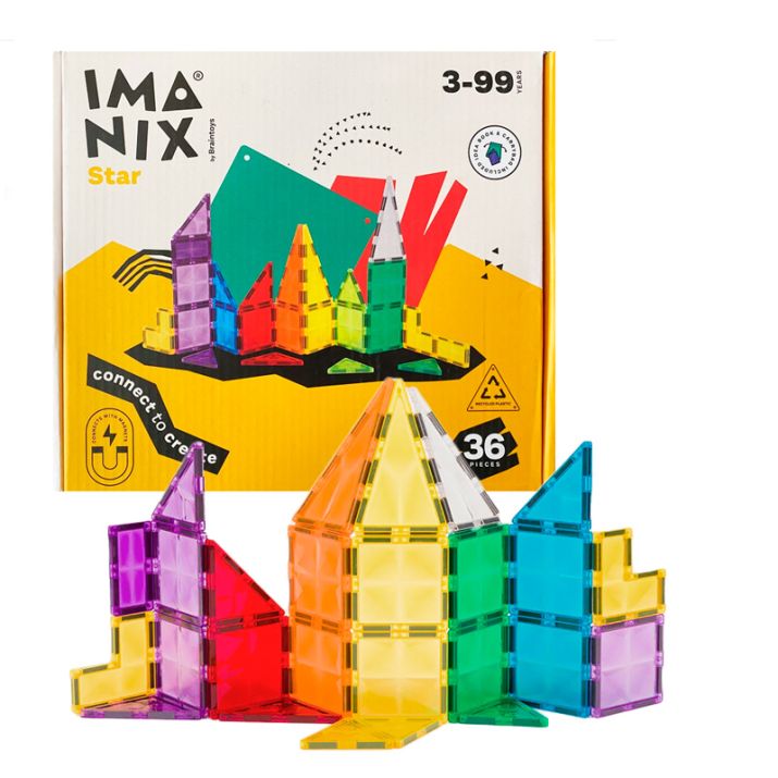 Imanix Star 36 piezas de Braintoys | De Cáscara de Nuez | creatividad, concentración, estimulación cognitiva, motricidad fina