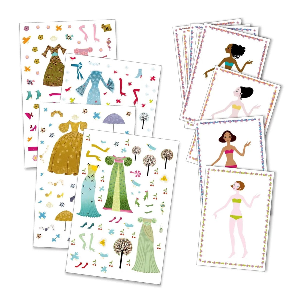 Set con pegatinas ropa de temporada de Djeco| De Cáscara de Nuez | Motricidad fina, Concentración , profesionales, estimulación cognitiva, percepción visual, coordinación ojo mano, creatividad, conciencia corporal.