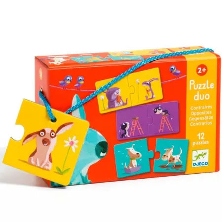 Puzzle dúo Contrarios de Djeco | De Cáscara de Nuez | concentración, lenguaje, estimulación cognitiva, atención