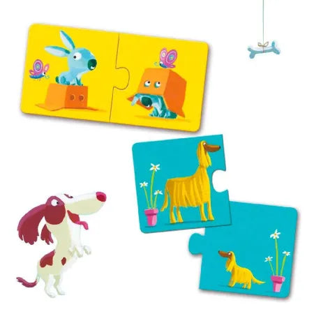 Puzzle dúo Contrarios de Djeco | De Cáscara de Nuez | concentración, lenguaje, estimulación cognitiva, atención