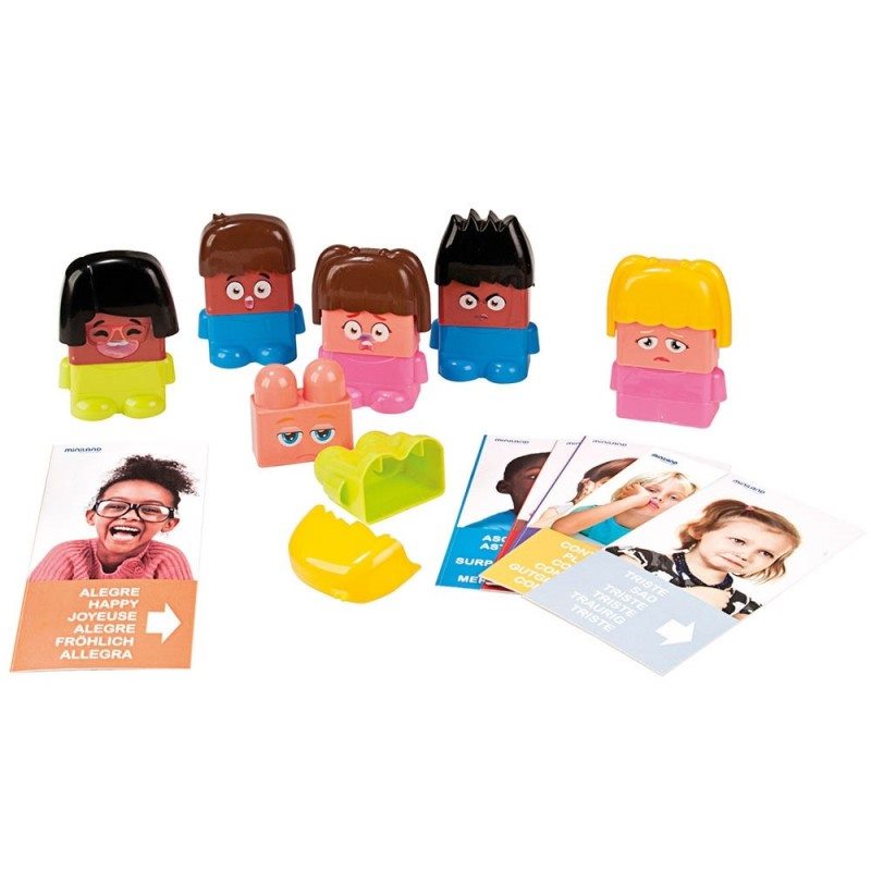 Emotiblocks de Miniland – Juguete educativo de emociones para niños | De Cáscara de Nuez | inteligencia emocional, emociones, habilidades sociales, piezas intercambiables, juguete creativo, infantil
