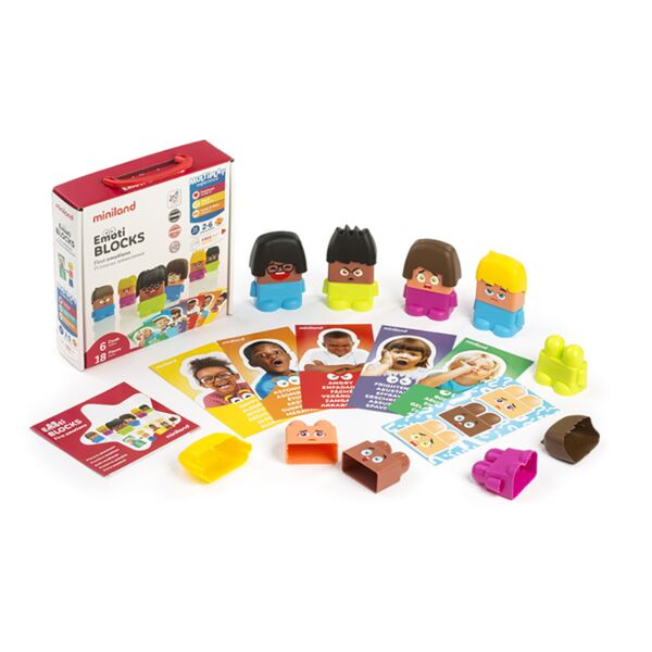 Emotiblocks de Miniland – Juguete educativo de emociones para niños | De Cáscara de Nuez | inteligencia emocional, emociones, habilidades sociales, piezas intercambiables, juguete creativo, infantil