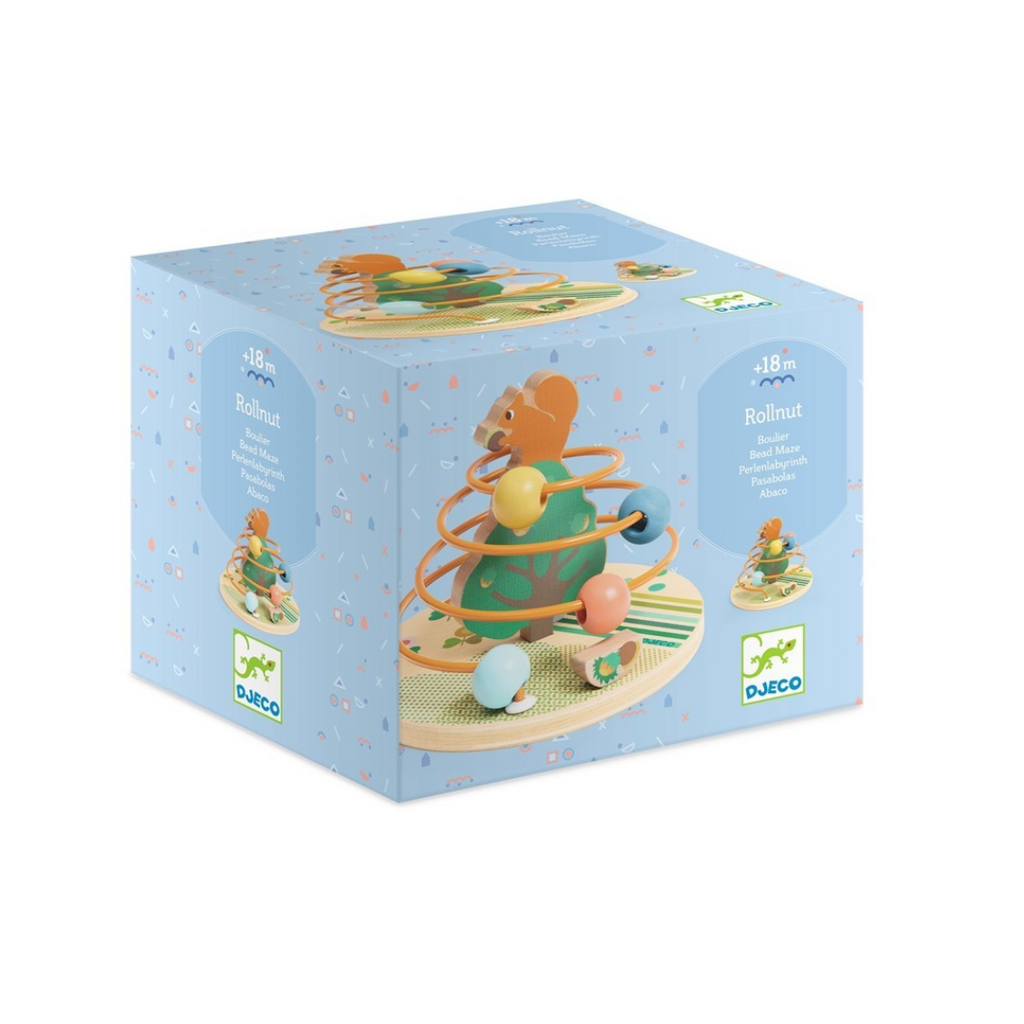 Baby Color Rollnut Pasabolas de Djeco | De Cáscara de Nuez | bebé, motricidad, relación causa efecto, reconocimiento de colores, vocabulario , atención y concentración.
