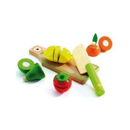 Imitación frutas y verduras para cortar de Djeco| De Cáscara de Nuez | Motricidad fina, Concentración , profesionales, estimulación cognitiva, percepción visual, coordinación ojo mano, hábitos saludables, juego simbólico