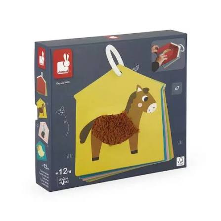 Cartas Táctiles Granja Janod – Set de tarjetas sensoriales con texturas de animales de granja | De Cáscara de Nuez | libro interactivo, tarjetas táctiles, animales, sensorial, bebé, Janod