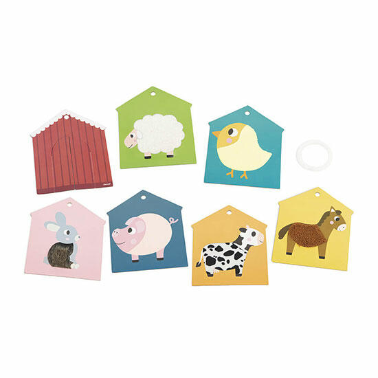 Cartas Táctiles Granja Janod – Set de tarjetas sensoriales con texturas de animales de granja | De Cáscara de Nuez | libro interactivo, tarjetas táctiles, animales, sensorial, bebé, Janod