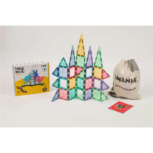 Imanix Pastel 36 piezas de Braintoys | De Cáscara de Nuez | creatividad, motricidad fina, concentración, estimulación cognitiva	
