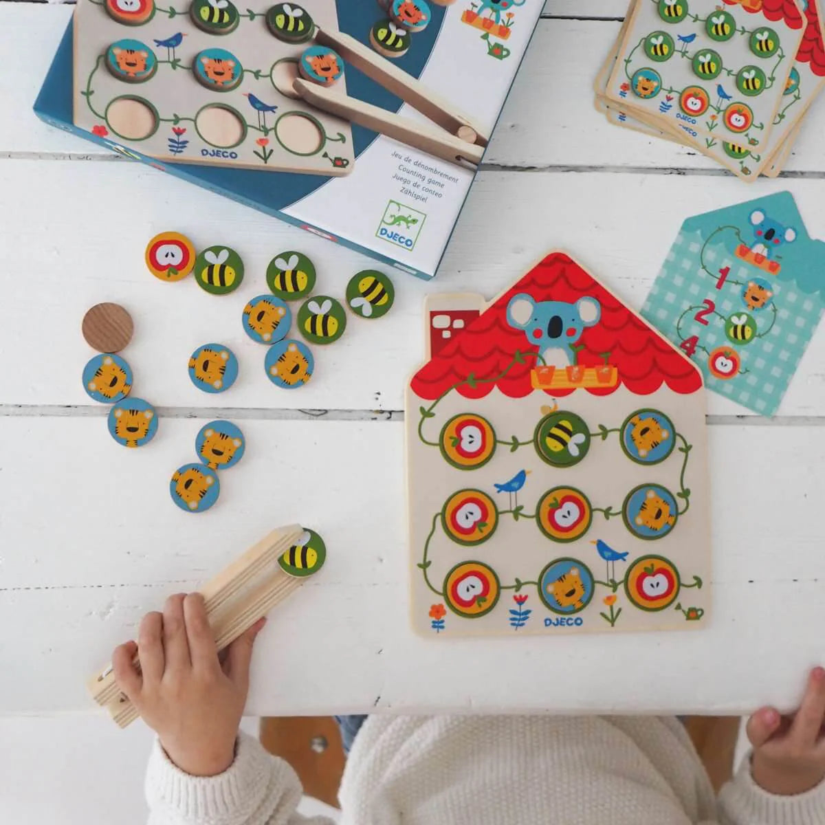Pinstou Juego de Conteo de Djeco | De Cáscara de Nuez | estimulación cognitiva, lenguaje, concentración, autonomía