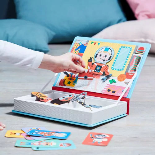 Magneti book disfraces de chicos de Janod | De Cáscara de Nuez | lenguaje, comunicación, atención, habilidades sociales, estimulación cognitiva, imaginación, creatividad, conciencia corporal 