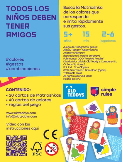 Matrioshka Simple rules de Old Tddys | De Cáscara de Nuez |  mímica y gestos, conciencia corporal, habilidades sociales, comunicación, atención, atención, profesionales,  tolerancia a la frustación, control de impulsos.