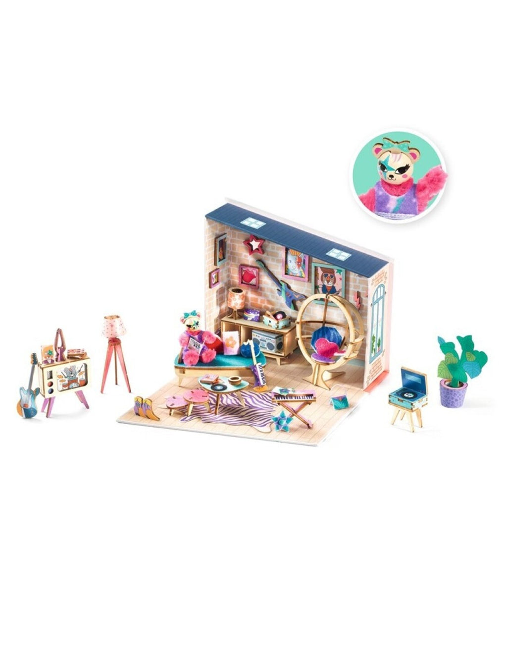 Maqueta de madera Mi House Stella de Djeco | De Cáscara de Nuez | juego simbólico, creatividad, motricidad fina, coordinación ojo-mano, concentración, montaje, juego imaginativo