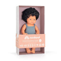 Muñeco de pelo moreno rizado 38 cm de la colección Colourful de Miniland| De Cáscara de Nuez| juguete inclusivo para fomentar la empatía y la amistad, mentar la diversidad y la igualdad desde la infancia