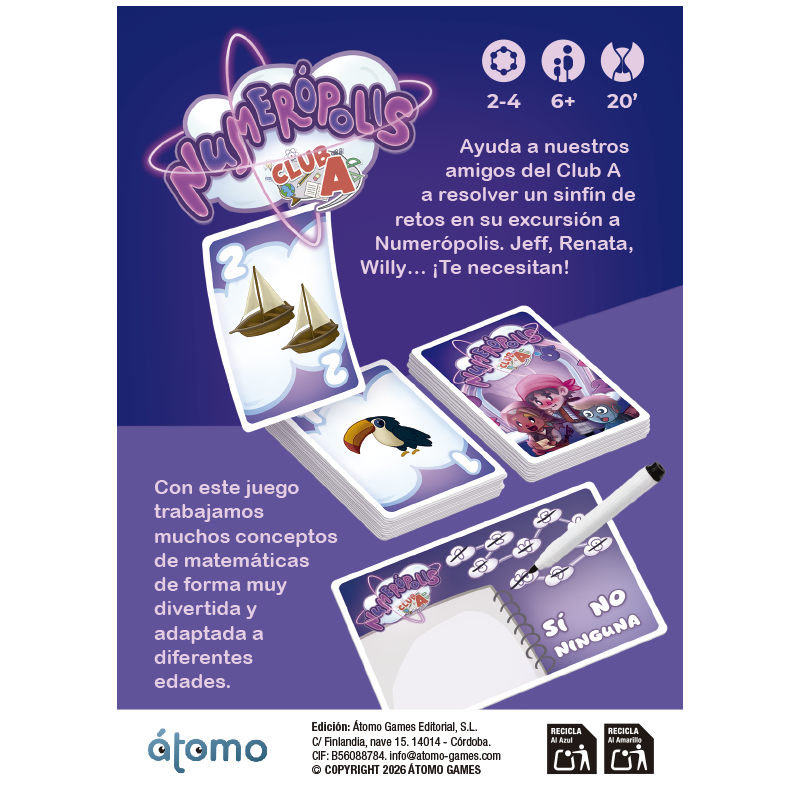 Numerópolis de Átomo Games| De Cáscara de Nuez | razonamiento lógico,  cálculo, agilidad mental, profesionales, estimulación, toma de decisión, concentración, atención, velocidad de procesamiento, conceptos matemáticos, resolución de problemas.