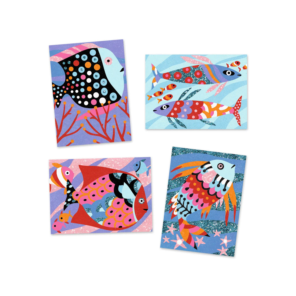 Arenas y Purpurinas Peces Arcoíris Djeco – Manualidad de arena coloreada para crear cuadros de peces | De Cáscara de Nuez | manualidades, arena coloreada, purpurinas, creatividad, motricidad fina, Djeco
