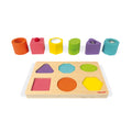 Puzzle 6 figuras sensoriales de Janod | De Cáscara de Nuez | primeros juegos, integración sensorial, reconocimiento de colores y formas.