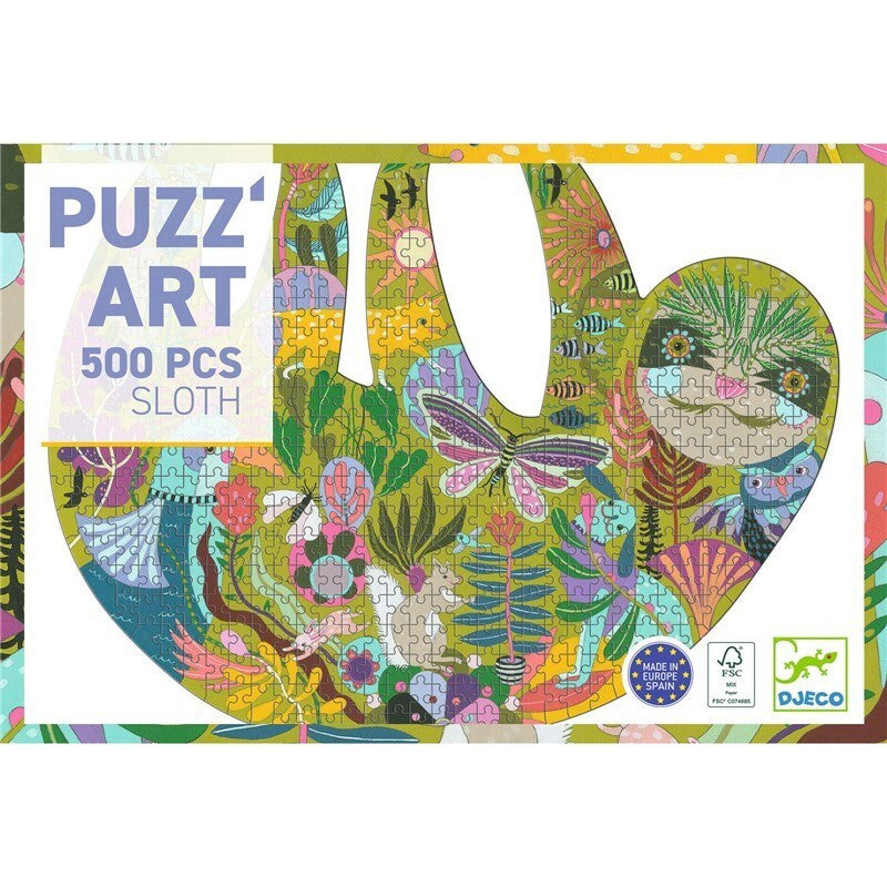 Puzzle Art Perezoso 500 piezas Djeco | De Cáscara de Nuez | memoria, estimulación cognitiva, atención, coordinación ojo.mano, visión espacial, decoración.
