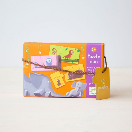 Puzzle dúo Mamá-Bebé de Djeco | De Cáscara de Nuez | concentración, respeto, estimulación cognitiva, emociones