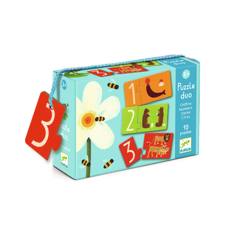 Puzzle Dúo Números Djeco  | De Cáscara de Nuez | números, conteo, puzzle, autocorrectivo, Djeco, conteo, atención, estimulación, profesionales,  motricidad 3 años.
