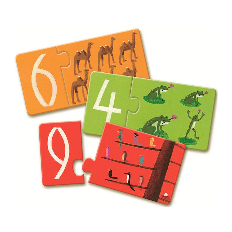 Puzzle Dúo Números Djeco  | De Cáscara de Nuez | números, conteo, puzzle, autocorrectivo, Djeco, conteo, atención, estimulación, profesionales,  motricidad 3 años.