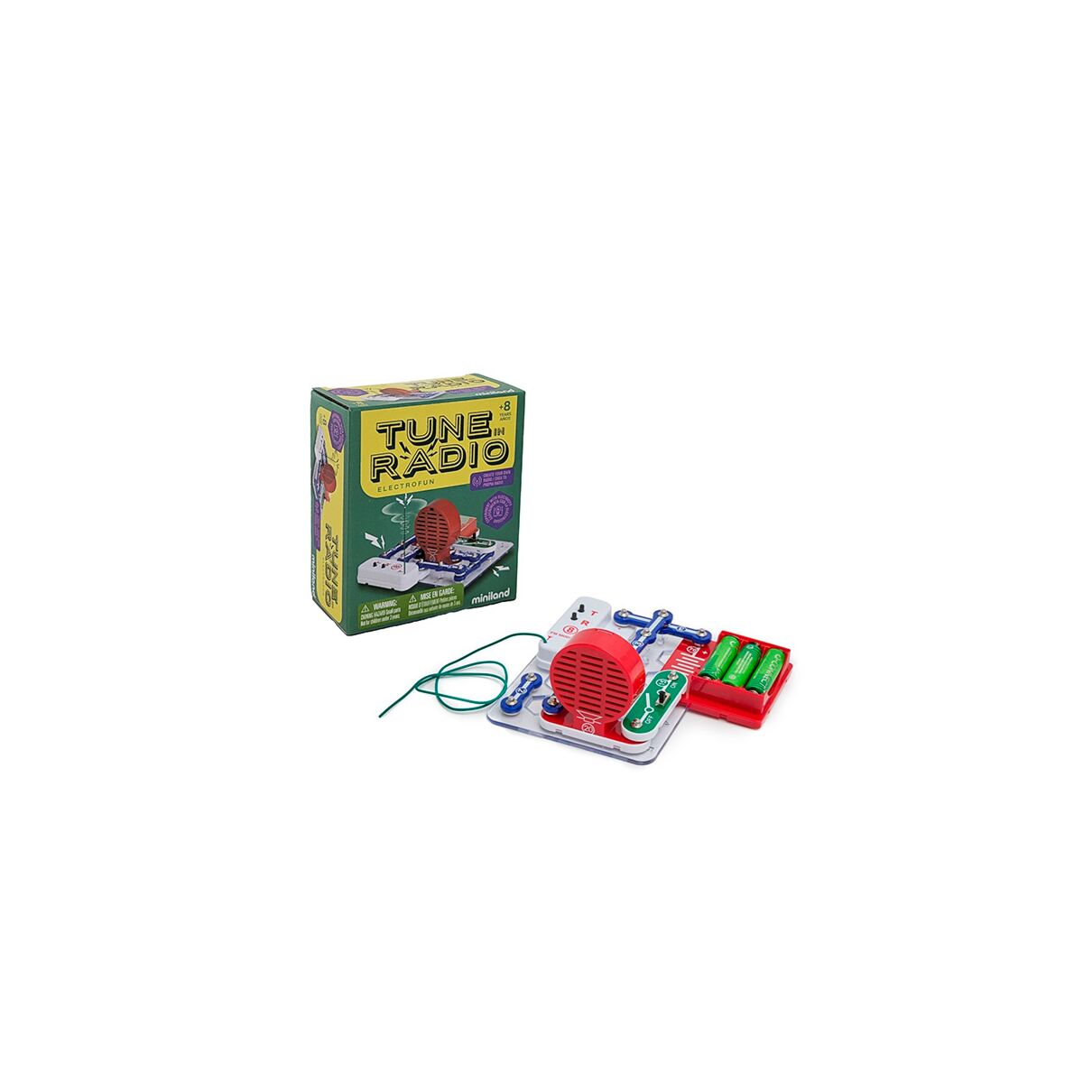 Tune Radio Electrofun de Miniland – Kit para montar una radio FM | De Cáscara de Nuez | habilidades técnicas, lógica, concentración, ciencia, electrónica, juguete educativo
