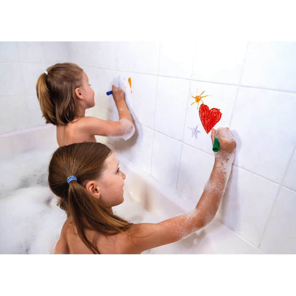 Set de 6 Ceras de baño y Esponja de Janod | De Cáscara de Nuez | creatividad, motricidad fina, expresión emocional, juego libre