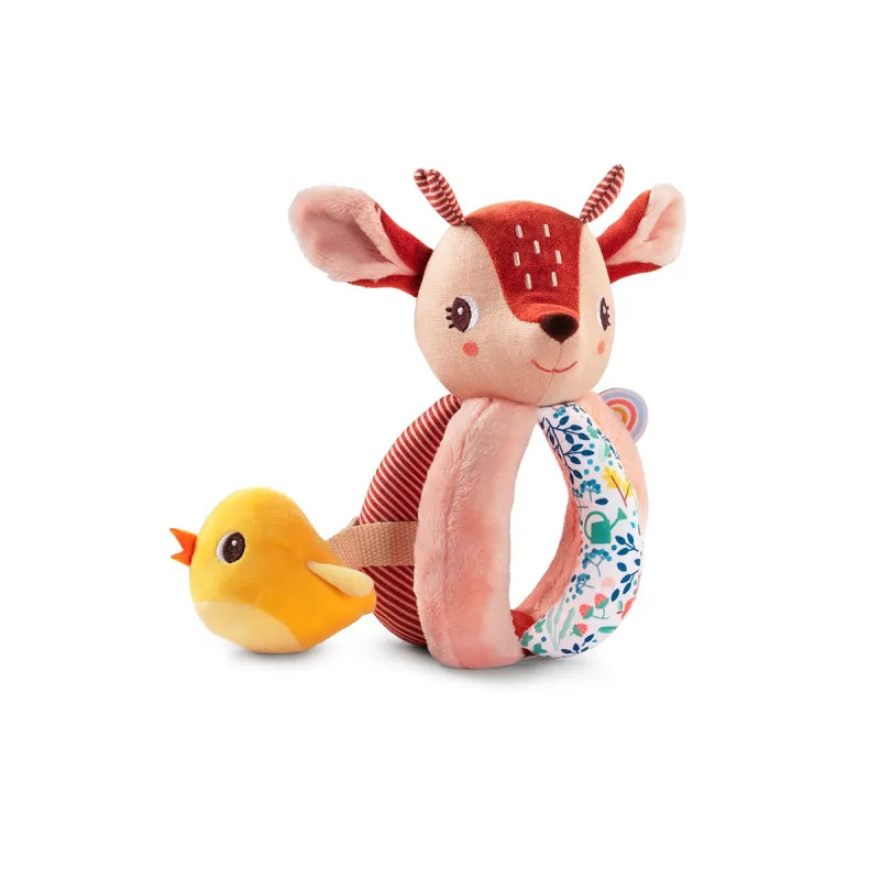 Sonajero Stella de Lilliputiens – Sonajero de pompones para bebés | De Cáscara de Nuez | motricidad fina, estimulación sensorial, tacto, oído, bebé, vínculo afectivo
