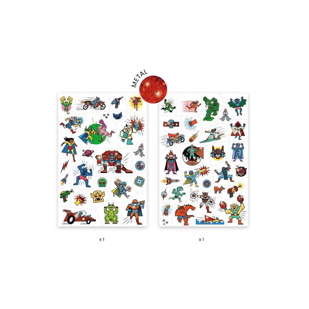 TATTOOS Héroes y Villanos de Djeco | De Cáscara de Nuez | imaginación, creatividad, juego libre, expresión emocional