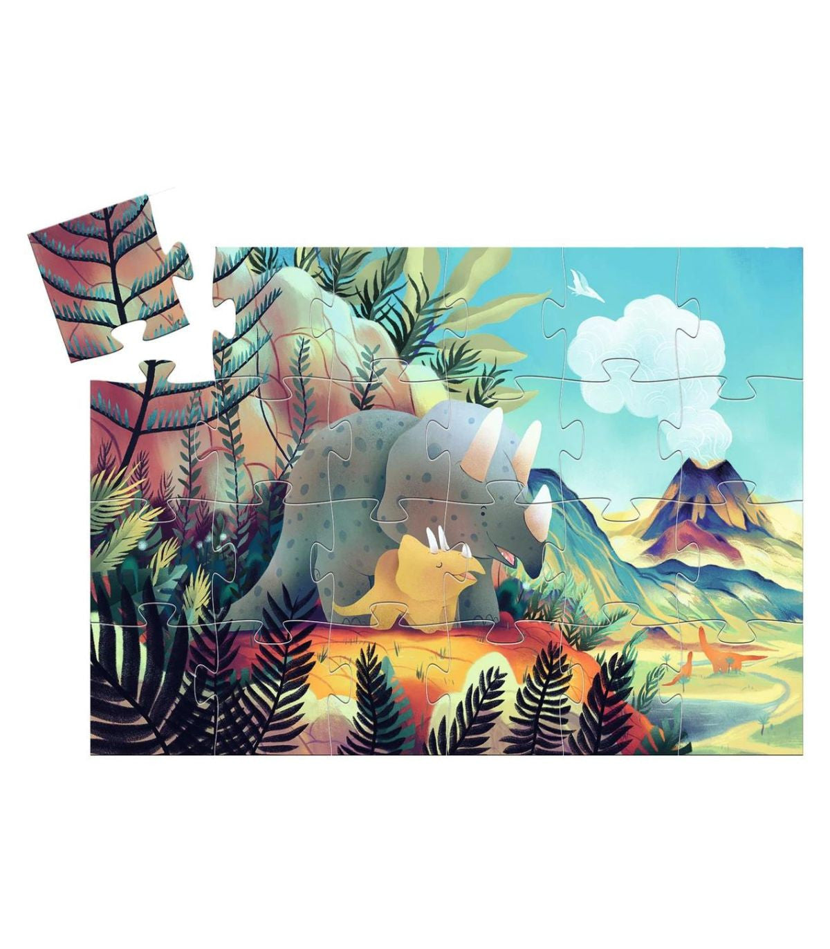 Puzzle Teo el Dino de Djeco – Puzle de 24 piezas para niños | De Cáscara de Nuez | coordinación mano-ojo, paciencia, razonamiento espacial, dinosaurio, puzzle infantil, Djeco
